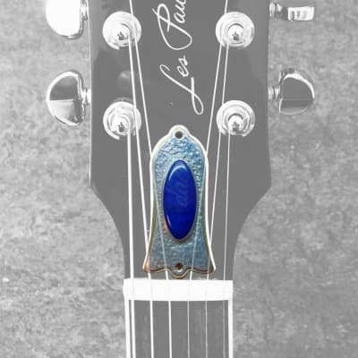 Les Paul Replacement truss rod cover - Sterling silver and Lapis Lazuli image 2
