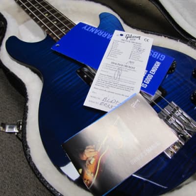 Gibson Les Paul Money Bass 2007 - Trans Blue over AAA - Pro Mild Headstock Repair image 9