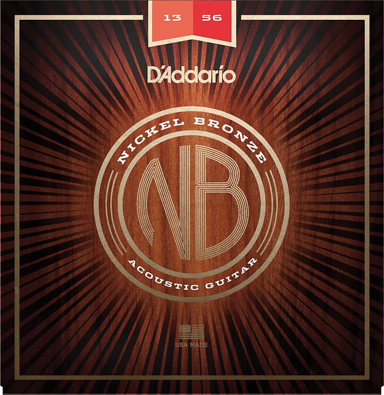 D'Addario NB1356 Nickel Bronze Acoustic Guitar Strings, Medium, 13-56 image 1