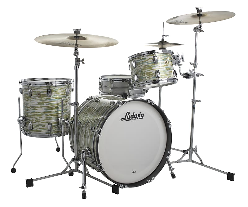 Ludwig *Pre-Order* Classic Maple Blue Olive Oyster Fab Kit 14x22_9x13_16x16 Drums Shell Pack | Special Order | Authorized Dealer image 1