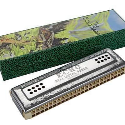 Hohner Echo Bell Metal Reeds Vintage Harmonica 1940's Made in