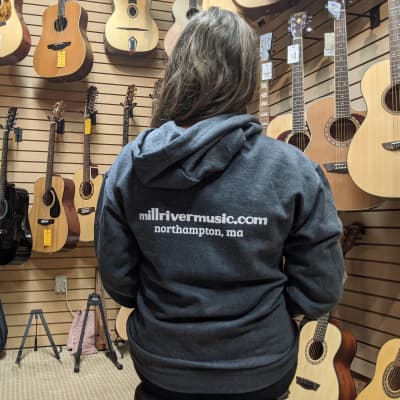 Mill River Music Zip Hoodie 1st Edition Main Logo Unisex Charcoal Heather Small image 6