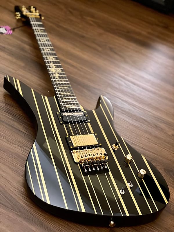 Schecter Synyster Gates Custom-S in Black with Gold Stripes | Reverb