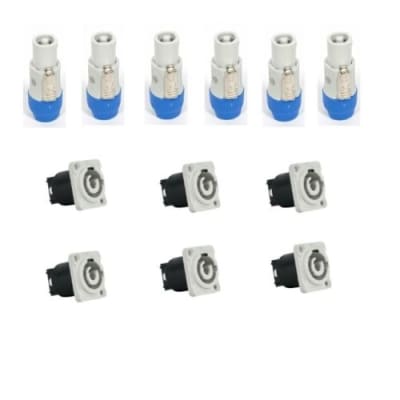 6  Powercon Female A Gray Connectors & 6 Panel Mount AC PowerCon Set by Seetronic image 1