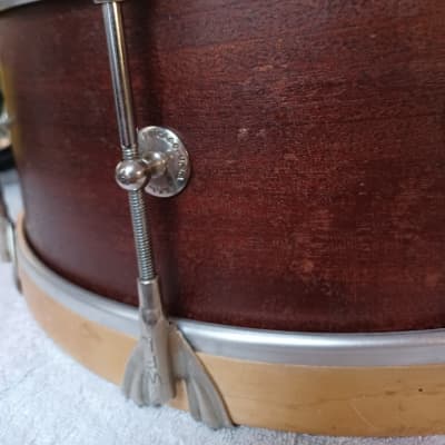WFL  Custom  snare drum 15x5 1958 Mahogany image 6