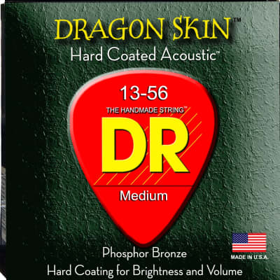DR DSA-13 Dragon Skin K3 Coated Acoustic Guitar Strings; gauges 13-56