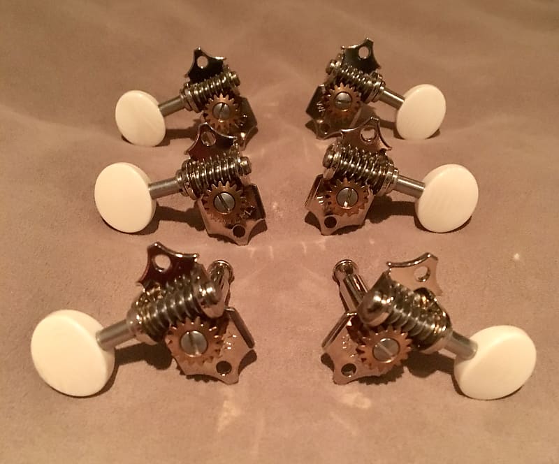 Waverly tuners Ivoroid Knobs for solid heastocks Nickel image 1