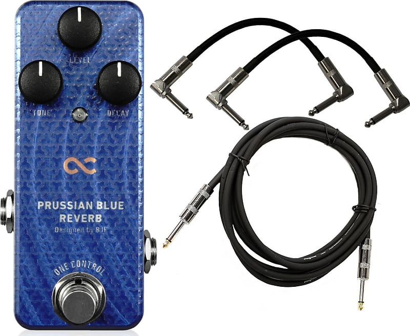 One Control BJF Series Prussian Blue Reverb Pedal w/ 3 Cables