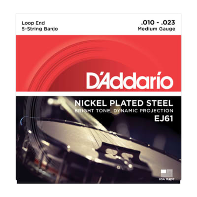 D'Addario J61 Nickel Meduim 5-String Ban jo Strings, 10-23   - Strings for sale