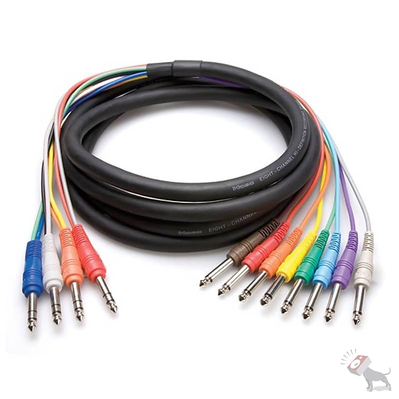 Hosa STP-802 2M (6.6') 4 Channel 1/4" Insert Snake TRS to Dual TS Patch Snake image 1