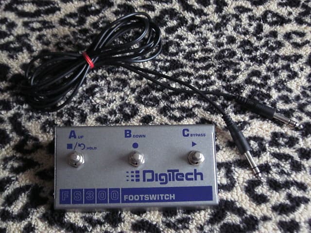 lightly used (mostly areas are A+ or near A+ except bottom side) DigiTech FS300 Footswitch + TRS cable (Silver Casing with Blue Graphic) NO box / NO paperwork image 1