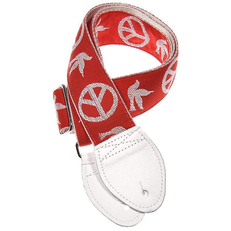 Souldier Guitar Strap - Neil Young Peace Dove Red (White Belt & Ends) image 1