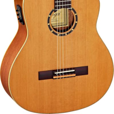 Ortega Guitars RCE131SN Family Series Pro Slim Neck Acoustic Electric Nylon Classical 6-String Guitar w/ Free Bag, Solid Canadian Western Red Cedar Top and Mahogany Body, Natural Satin Finish image 1