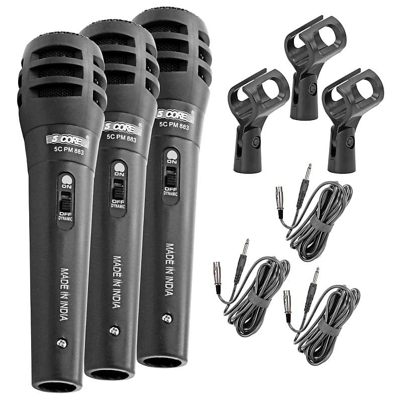 5 Core Professional Dynamic Microphone 3 Pieces Cardiod Reverb