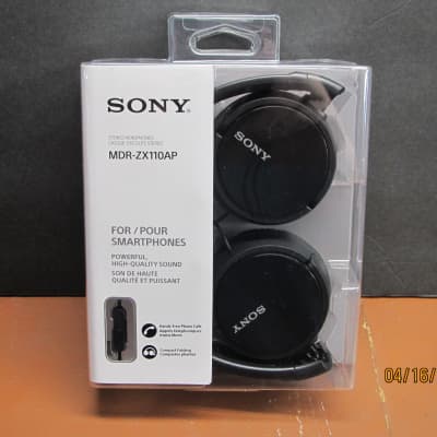 New Sony MDR-ZX110AP Black Stereo Hands Free Mic Folding Headphones - Follow my Shop image 1