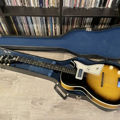 Vintage 1960’s Guitar Case Chipboard Cardboard Black w Blue Interior Worcester Epiphone Gibson SG Harmony Kay Silvertone image 22