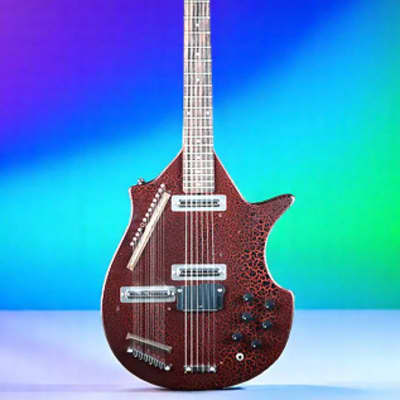 Brand New Danelectro Coral Electric Sitar – Red Crackle | 6+13 Strings | Lipstick Pickups | Gotoh Bridge image 1