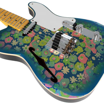 Fender Custom Shop LTD Double Esquire Thinline Custom Relic, Blue Flower image 6
