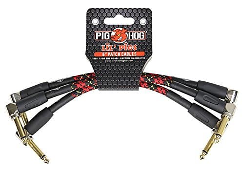 Pig Hog PHLIL6PL Tartan Plaid Patch Cables 3 pack, 6 inch image 1