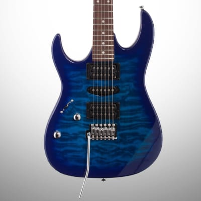 Ibanez GRX70QA Quilt Top Left-Handed Electric Guitar, Transparent Blue Burst image 1