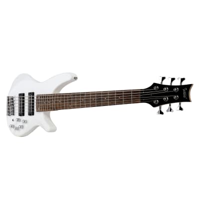 Glarry 44 Inch GIB 6 String H-H Pickup Laurel Wood Fingerboard Electric Bass Guitar with Bag and other Accessories 2020s - White image 4