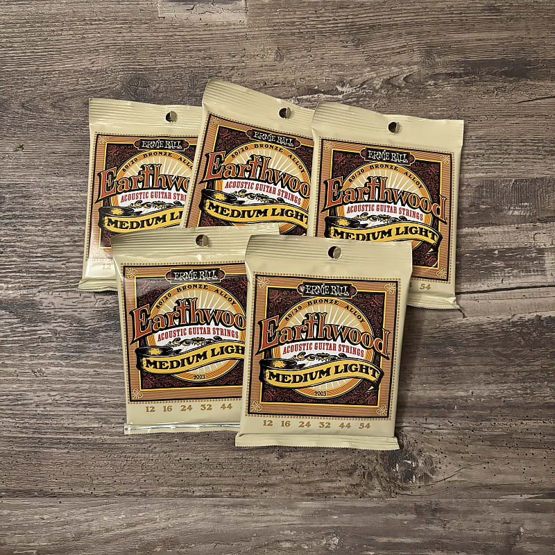 5 Packs//Ernie Ball 2003 Earthwood Medium-Light 80/20 Bronze 12-54 Acoustic  Guitar Strings | Reverb