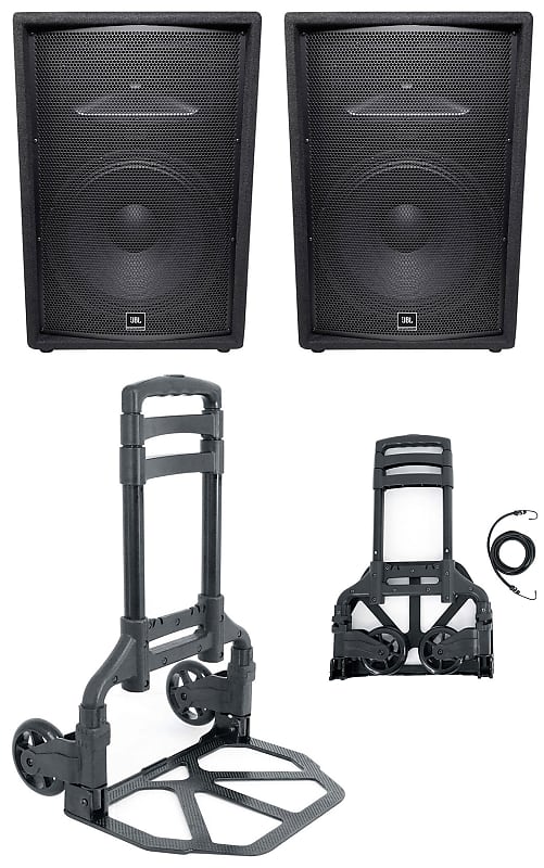 (2) JBL Pro JRX215 1000 Watt 15" Passive DJ PA Speakers + Hand Truck image 1