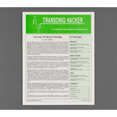 Transoniq Hacker Ensoniq User's Newsletter Issue #38