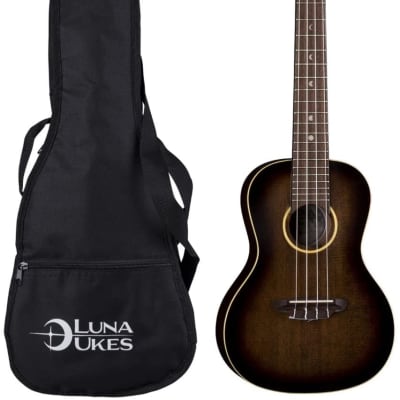 LUNA UKE EX BWE Uke Crescent Blk/Wht Ebony Concert w/Bag Ukelele