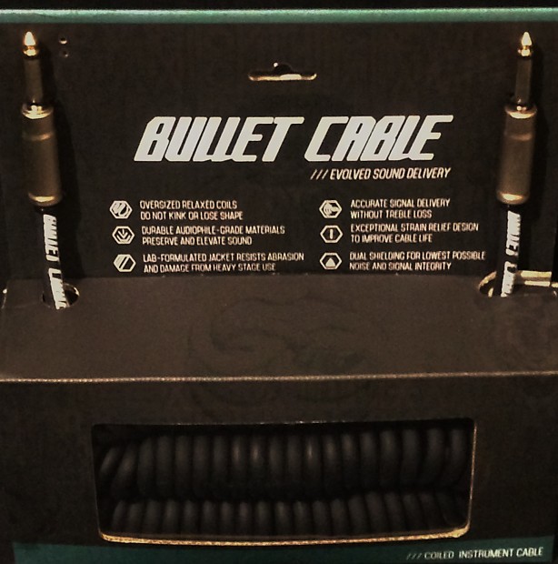 Bullet Cable BC-30CC 1/4" TS Straight Coiled Instrumment/Guitar Cable - 30' image 1