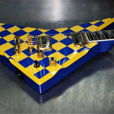 Robin Wedge 1987 Custom.  One of a kind.  Blue Yellow Checkerboard finish. Plays great. Rare. Cool+ image 7
