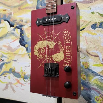 Gerry Edmonds "Leather Rose" Cigar Box 3-String Guitar w/ Single Coil Pickup (Made In Hemet CA.) image 4