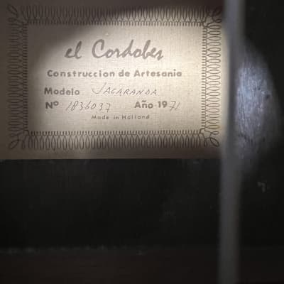 El Cordobes  Jacaranda  Nylon String Classical Guitar 1970 - Sunburst w/case image 18