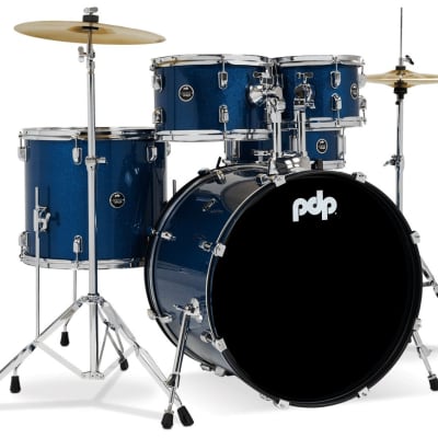 PDP Center Stage 5-Piece Full Drum Kit - 10/12/12/22/14 - Royal Blue Sparkle image 8