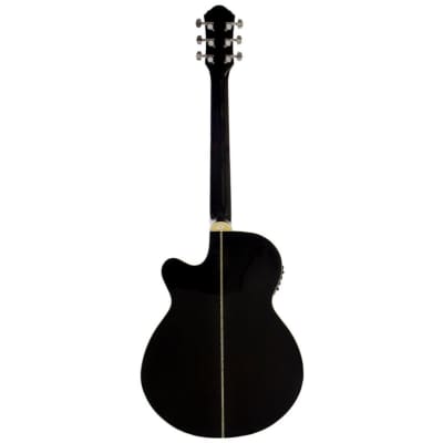 Oscar Schmidt OG10CEFTB Concert Cutaway Acoustic Electric Guitar, Flame Transparent Black image 2