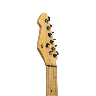 STAGG Metal Series Electric Guitar With Solid Mahogany Body Black 1 Humbucker image 5
