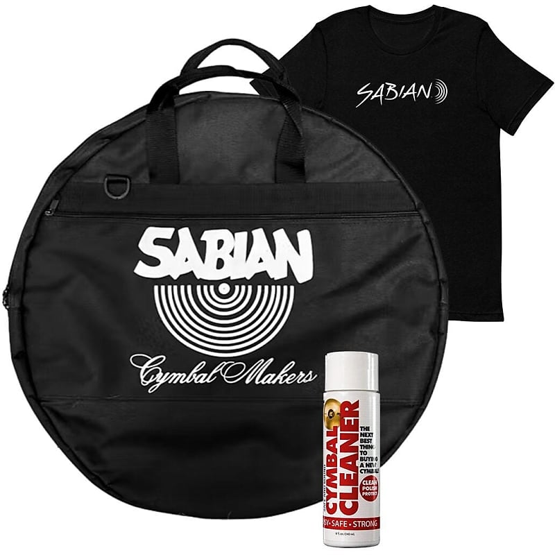 Sabian Basic Nylon Cymbal Bag, with Sabian T-Shirt (Large) and SC1 Cymbal Cleaner, 22" image 1