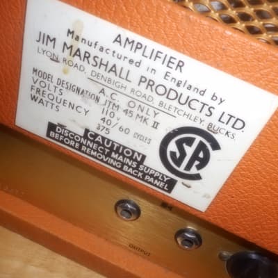 Marshall Amplifier Head Super Bass 100 1971 - Orange image 8