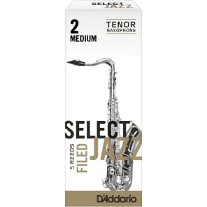 Rico RSF05TSX2M Select Jazz Tenor Saxophone Reeds, Filed - Strength 2 Medium (5-Pack)
