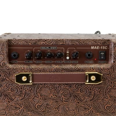Martinez Retro-Style 15 Watt Acoustic Guitar Amplifier with Chorus (Paisley Brown) image 6