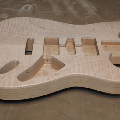 Unfinished Stratocaster Body Book Matched Figured Flame Maple Top 2 Piece Alder Back Chambered, Standard Tele Pickup Routes 3lbs 8.3oz! image 11