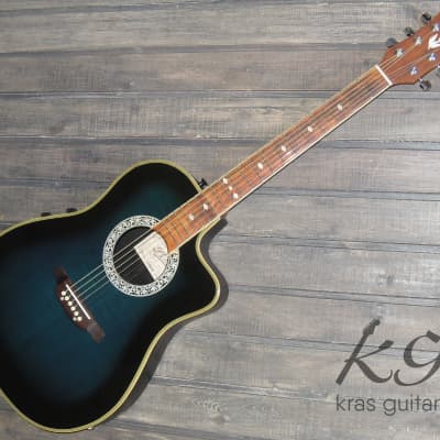 ARIA エレクトリックアコースティックギター AMB-35 BLS 青 Electric Acoustic Guitar Aria AMB-35S BLS Blue Cutaway Body