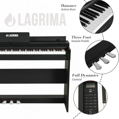 LAGRIMA 88 Weighted Action Key Electric Digital LCD Piano Keyboard w/Stand+3 Pedal Board Black image 5
