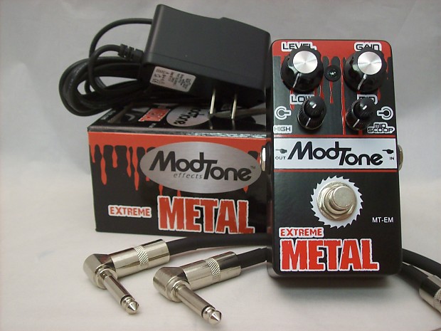 Mod Tone Extreme Metal Distortion Effects Pedal w/2 Free Patch Cables and 9v Power Supply MT-EM image 1