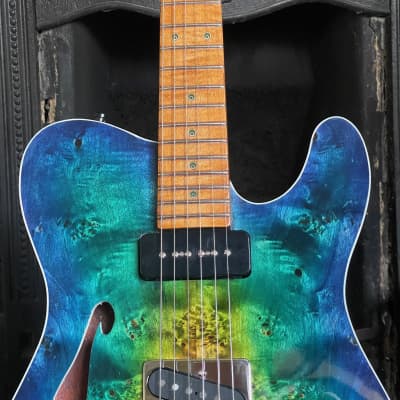 NAH Guitars Fire and Ice Telstar 2022 Yellow-Green-Blue Burst image 2