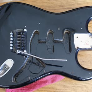 Fender  Contemporary Stratocaster Body W/ Fender System One Refurb. Bridge for Parts 1984-87 Black image 1