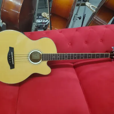 Ibanez  AEB5E  Natural acoustic electric bass guitar with built in tuner and sound hole port image 1