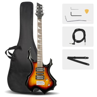 Glarry Sunset 36inch Burning Fire Style Electric Guitar for sale