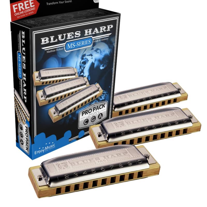 Hohner 3P532BX- Blues Harp 3 Pack M3 Harmonicas in Keys of C, G, A