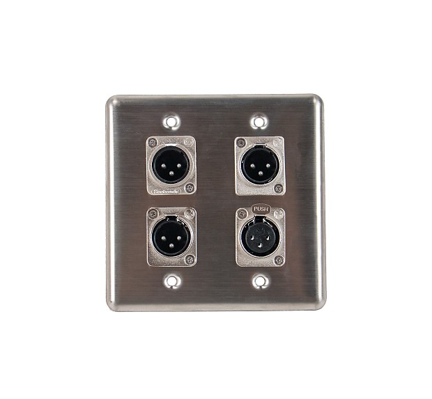 OSP Q-4-3XM1XF Quad Wall Plate with 3 XLR Male and 1 XLR Female Connectors image 1